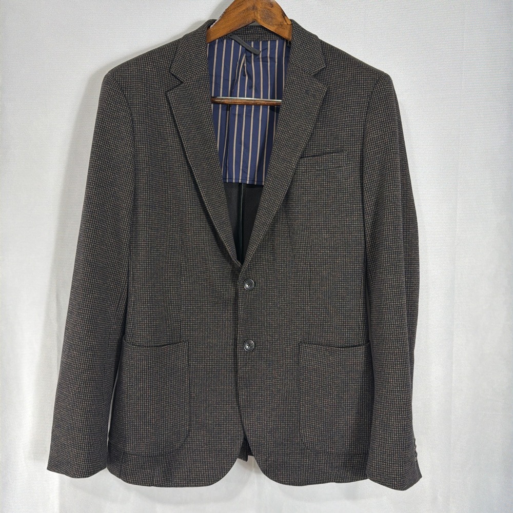 Scotch & Soda Blazer Micro Houndstooth Two Button Brown Mens Size L